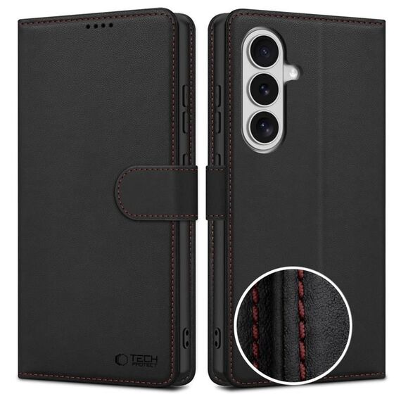 Tech-Protect Wallet Case for Samsung Galaxy S26 - Black and Red | Techbox