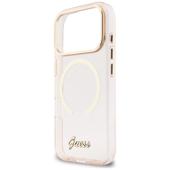 Guess IML Script Metal MagSafe Case for iPhone 17 Pro - Pink