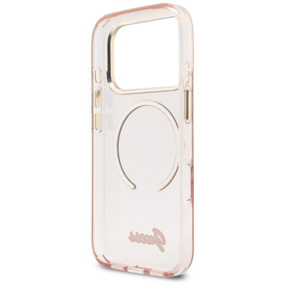 Guess IML Script Metal MagSafe Case for iPhone 17 Pro - Pink