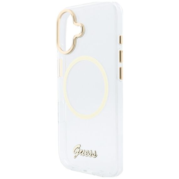 Guess IML Script Metal MagSafe Case for iPhone 17 - Transparent