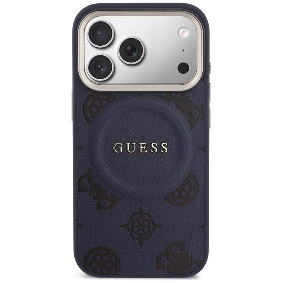 Guess Peony Hot Stamp MagSafe Case for iPhone 17 Pro - Blue