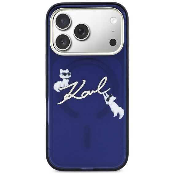 Karl Lagerfeld IML Choupettes Karl Script Logo MagSafe Case for iPhone 17 Pro - Blue