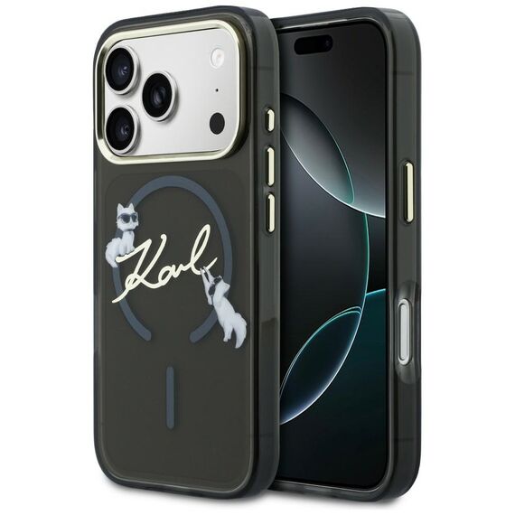 Karl Lagerfeld IML Choupettes Karl Script Logo MagSafe Case for iPhone 17 Pro Max - Black