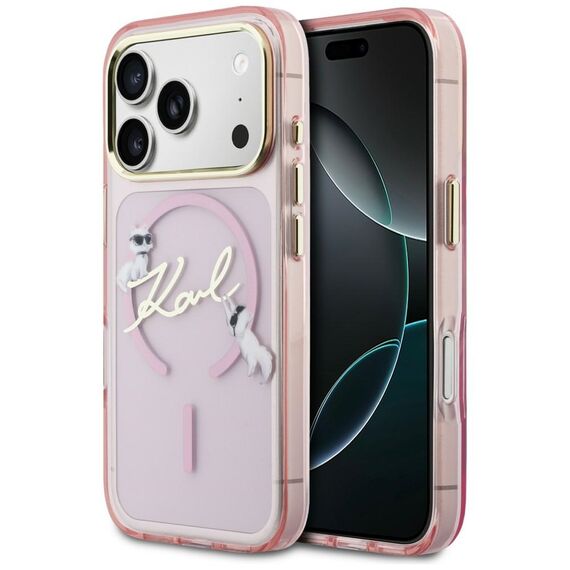 Karl Lagerfeld IML Choupettes Karl Script Logo MagSafe Case for iPhone 17 Pro Max - Pink