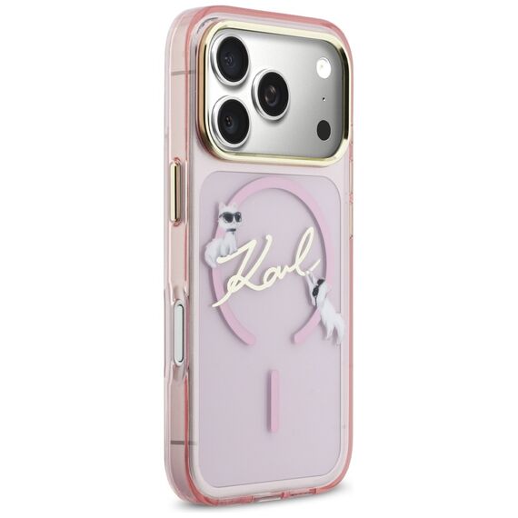 Karl Lagerfeld IML Choupettes Karl Script Logo MagSafe Case for iPhone 17 Pro Max - Pink