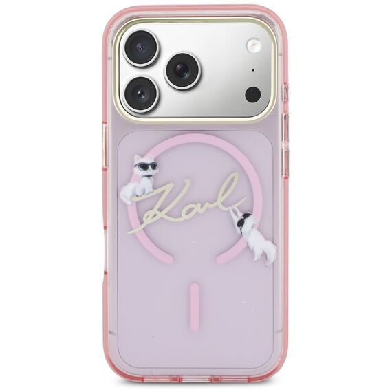 Karl Lagerfeld IML Choupettes Karl Script Logo MagSafe Case for iPhone 17 Pro - Pink