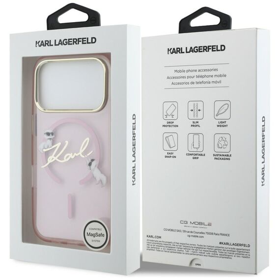 Karl Lagerfeld IML Choupettes Karl Script Logo MagSafe Case for iPhone 17 Pro - Pink