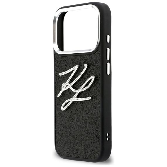 Karl Lagerfeld IML Glitter KL Diamond Logo Case for iPhone 17 Pro - Black