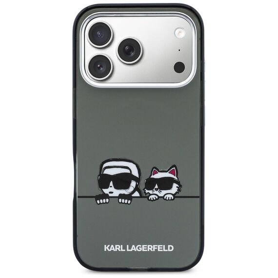 Karl Lagerfeld IML Karl &amp; Choupette Peekaboo Logo MagSafe Case for iPhone 17 Pro Max - Black