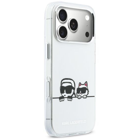 Karl Lagerfeld IML Karl &amp; Choupette Peekaboo Logo MagSafe Case for iPhone 17 Pro Max - White