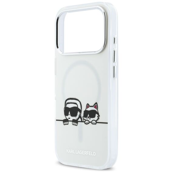 Karl Lagerfeld IML Karl &amp; Choupette Peekaboo Logo MagSafe Case for iPhone 17 Pro Max - White