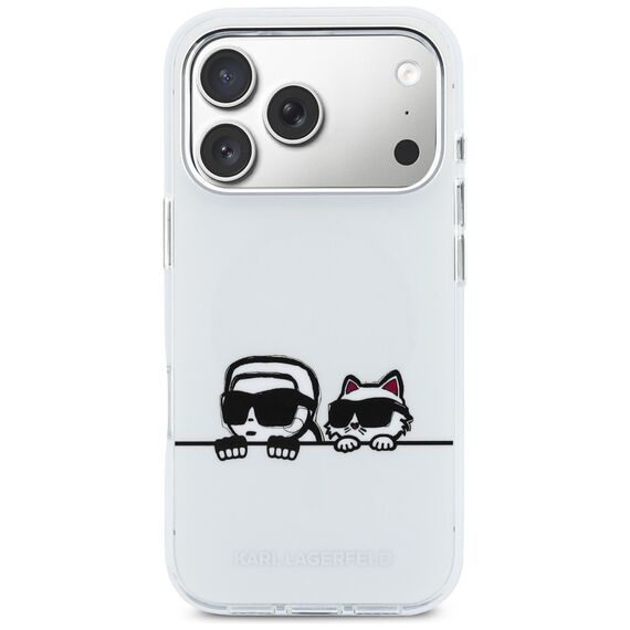 Karl Lagerfeld IML Karl &amp; Choupette Peekaboo Logo MagSafe Case for iPhone 17 Pro - White