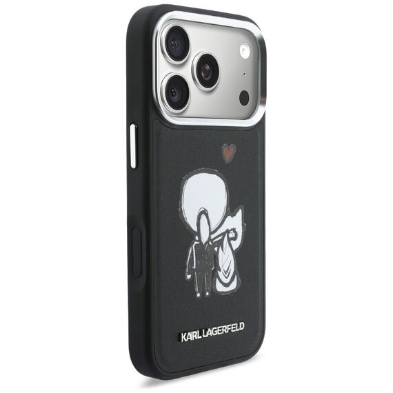 Karl Lagerfeld Karl &amp; Choupette Back Logo MagSafe Case for iPhone 17 Pro Max - Black