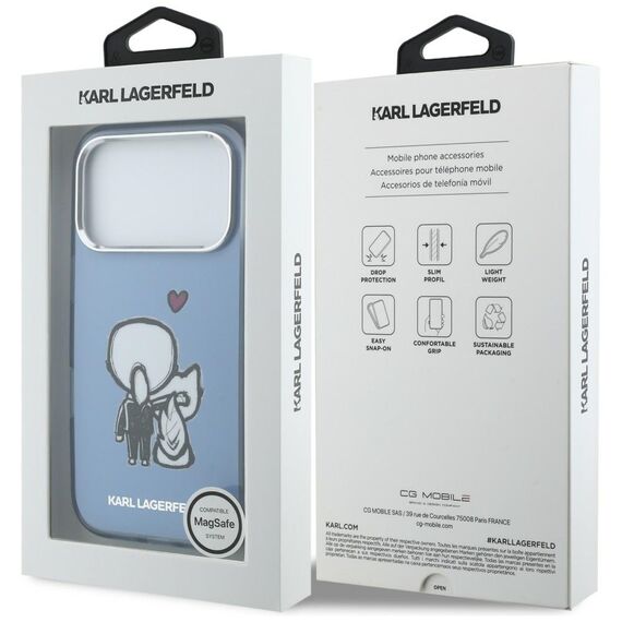 Karl Lagerfeld Karl &amp; Choupette Back MagSafe Case for iPhone 17 Pro - Blue