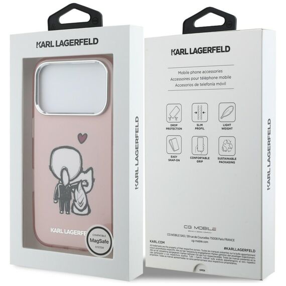 Karl Lagerfeld Karl &amp; Choupette Back MagSafe Case for iPhone 17 Pro Max - Pink