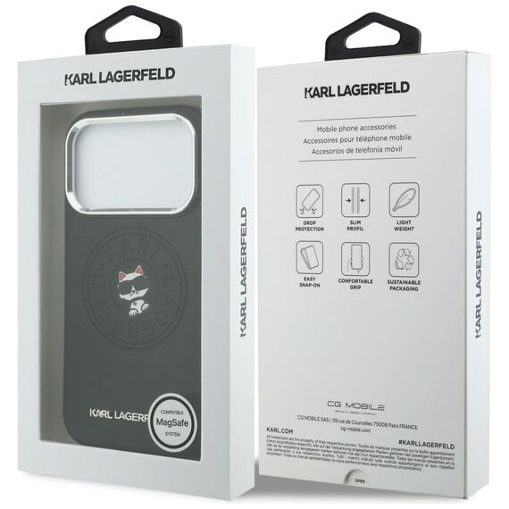 Karl Lagerfeld Point &amp; Choupette Sketch MagSafe Case for iPhone 17 Pro Max - Black