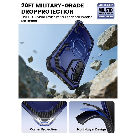 Supcase ArmorBox Mag MagSafe Case for Samsung Galaxy S26 - Navy Blue and Black