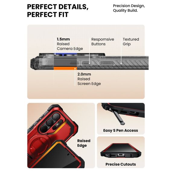 Supcase ArmorBox Mag MagSafe Case for Samsung Galaxy S26 Ultra - Red and Black
