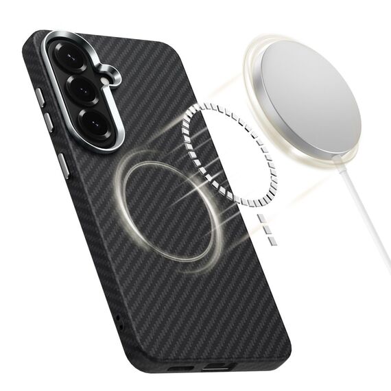 Tech-Protect Ion Carbon MagSafe Case for Samsung Galaxy S26 - Black and Silver