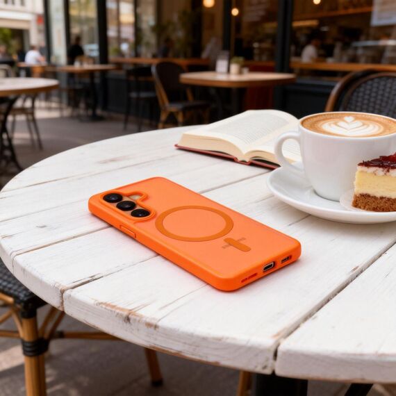 Tech-Protect Magmat MagSafe Case for Samsung Galaxy S26 - Orange Matte