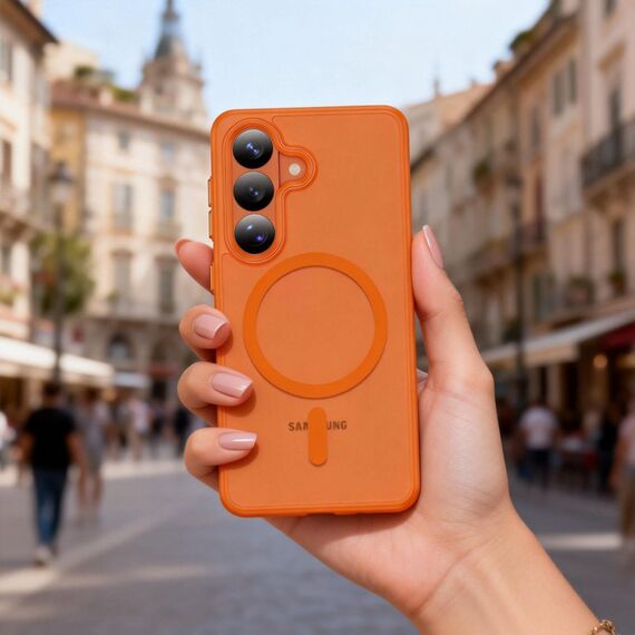 Tech-Protect Magmat MagSafe Case for Samsung Galaxy S26 - Orange Matte