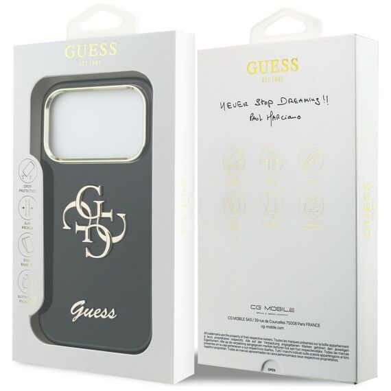 Guess IML 4G Script Metal case for iPhone 17 Pro Max - black