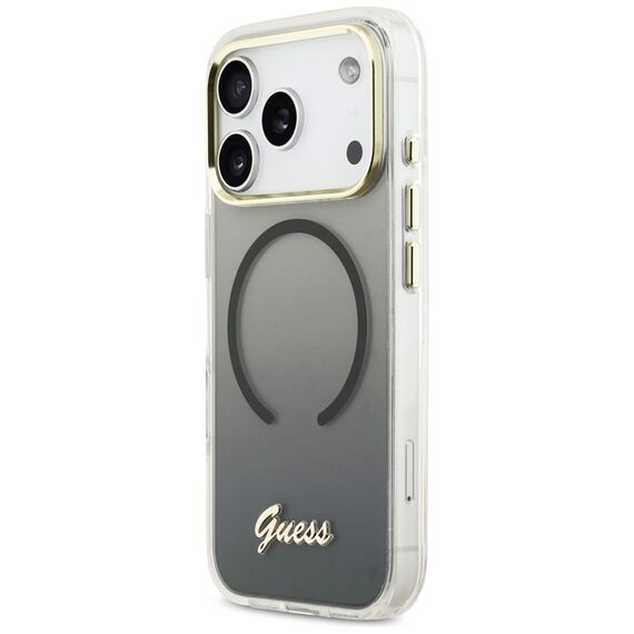 Guess IML Gradient Script Metal MagSafe Case for iPhone 17 Pro - Black