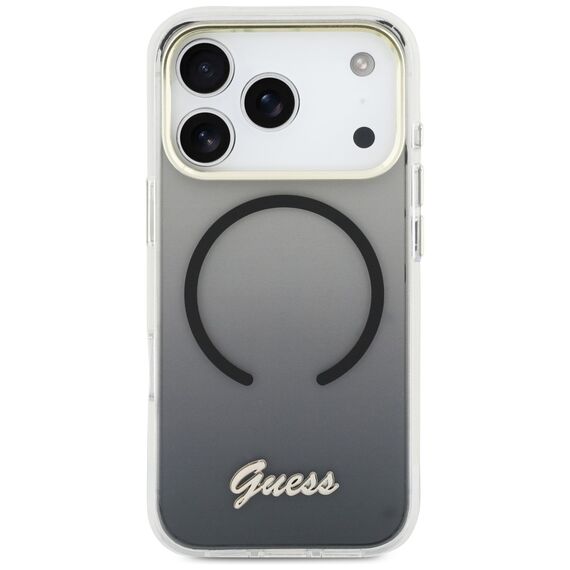 Guess IML Gradient Script Metal MagSafe Case for iPhone 17 Pro - Black