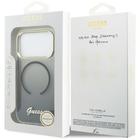 Guess IML Gradient Script Metal MagSafe Case for iPhone 17 Pro - Black