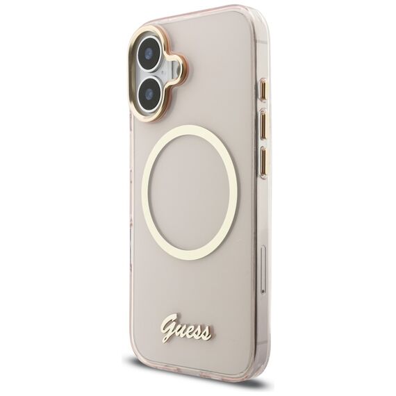 Guess IML Script Metal MagSafe Case for iPhone 17 - Pink