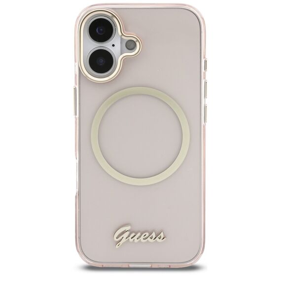 Guess IML Script Metal MagSafe Case for iPhone 17 - Pink