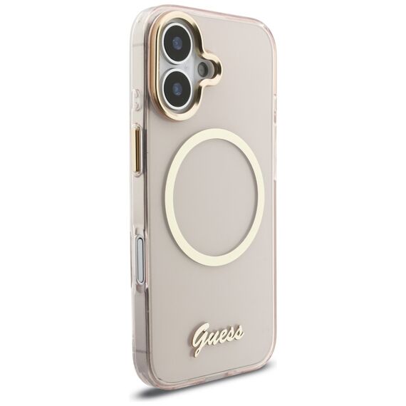 Guess IML Script Metal MagSafe Case for iPhone 17 - Pink