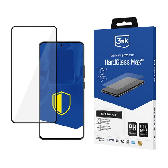 Reinforced Full Coverage Tempered Glass 3mk HardGlass Max Black for Xiaomi Poco X6 Pro 5G