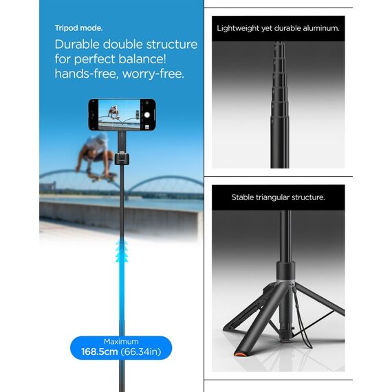 Spigen S581W MagSafe Bluetooth Selfie Stick and Tripod - Black