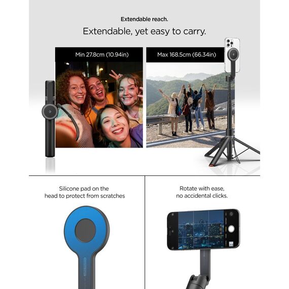 Spigen S581W MagSafe Bluetooth Selfie Stick and Tripod - Black