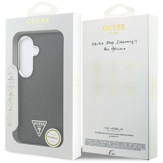 Etui Guess Fixed Glitter Triangle MagSafe na Samsung Galaxy S26 - czarne