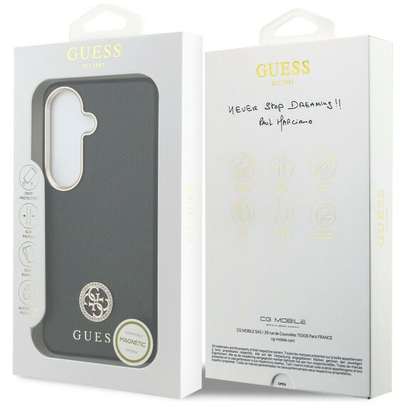 Etui Guess Rhinestone Round Logo MagSafe na Samsung Galaxy S26 - czarne