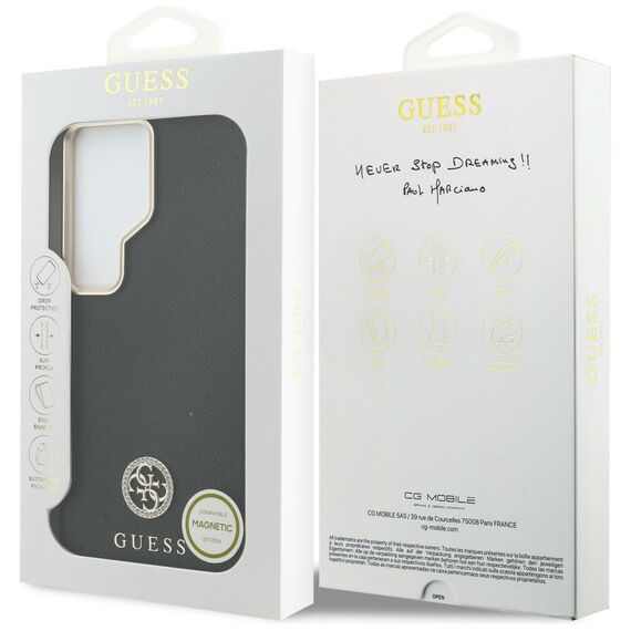 Etui Guess Rhinestone Round Logo MagSafe na Samsung Galaxy S26 Ultra - czarne
