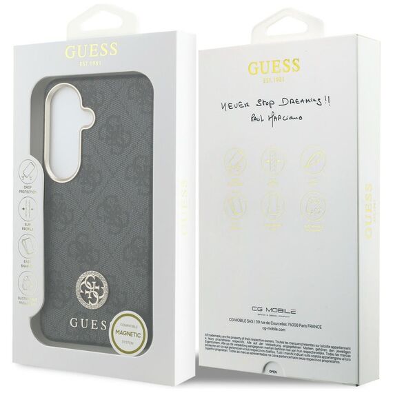 Guess 4G Rhinestone Round Logo MagSafe Case for Samsung Galaxy S26 - Black