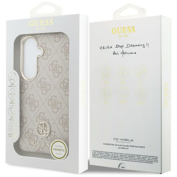 Guess 4G Rhinestone Round Logo MagSafe Case for Samsung Galaxy S26 - Pink