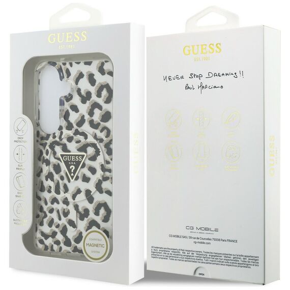 Guess IML Leopard Print Triangle MagSafe Case for Samsung Galaxy S26 - Black
