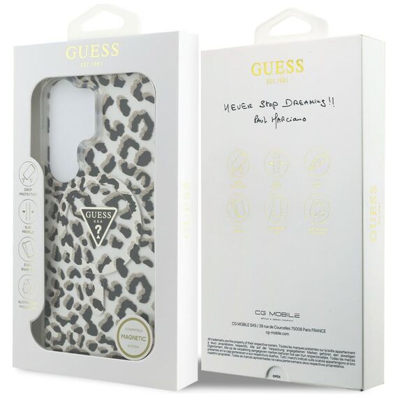 Guess IML Leopard Print Triangle MagSafe Case for Samsung Galaxy S26 Ultra - Black