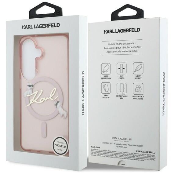 Karl Lagerfeld IML KC Script MagSafe Case for Samsung Galaxy S26 - Pink