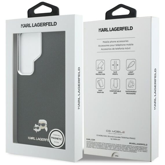 Etui Karl Lagerfeld Saffiano KC Metal    Logo MagSafe do Samsung Galaxy S26 Ultra czarny