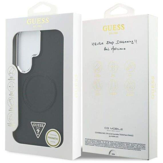 Guess Embossed Ring Triangle Logo MagSafe Case for Samsung Galaxy S26 Ultra - Black