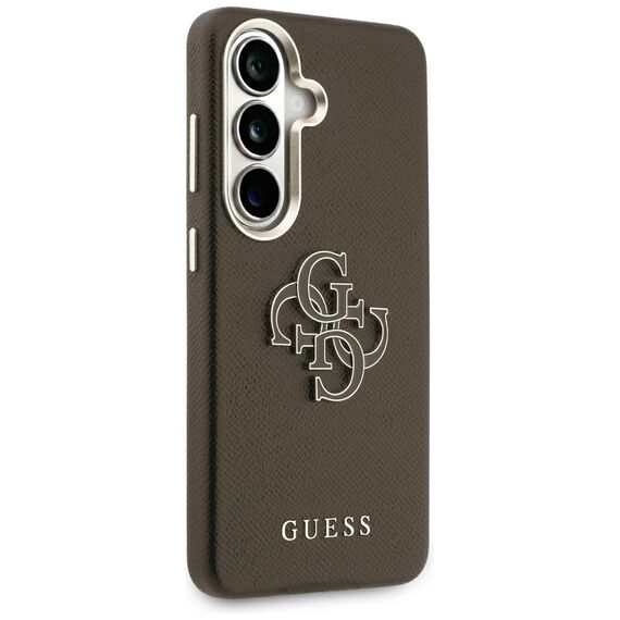 Guess Grained Big 4G Metal Logo Case for Samsung Galaxy S26 - Brown