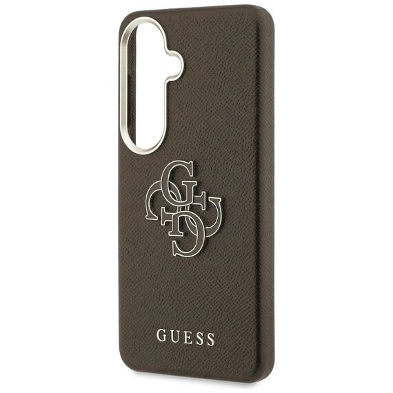 Guess Grained Big 4G Metal Logo Case for Samsung Galaxy S26 - Brown
