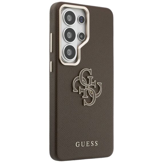Guess Grained Big 4G Metal Logo Case for Samsung Galaxy S26 Ultra - Brown
