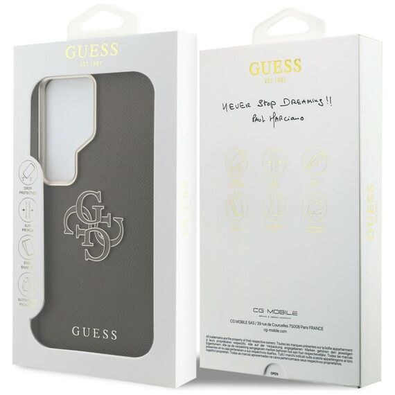 Guess Grained Big 4G Metal Logo Case for Samsung Galaxy S26 Ultra - Brown