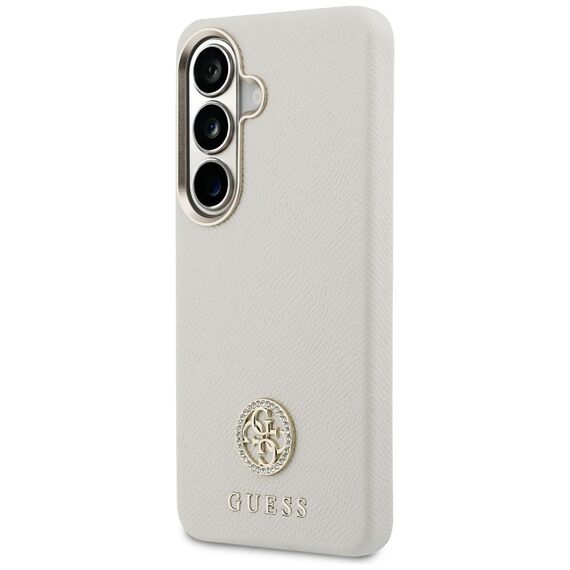 Guess Rhinestone Round Logo MagSafe Case for Samsung Galaxy S26 - Beige